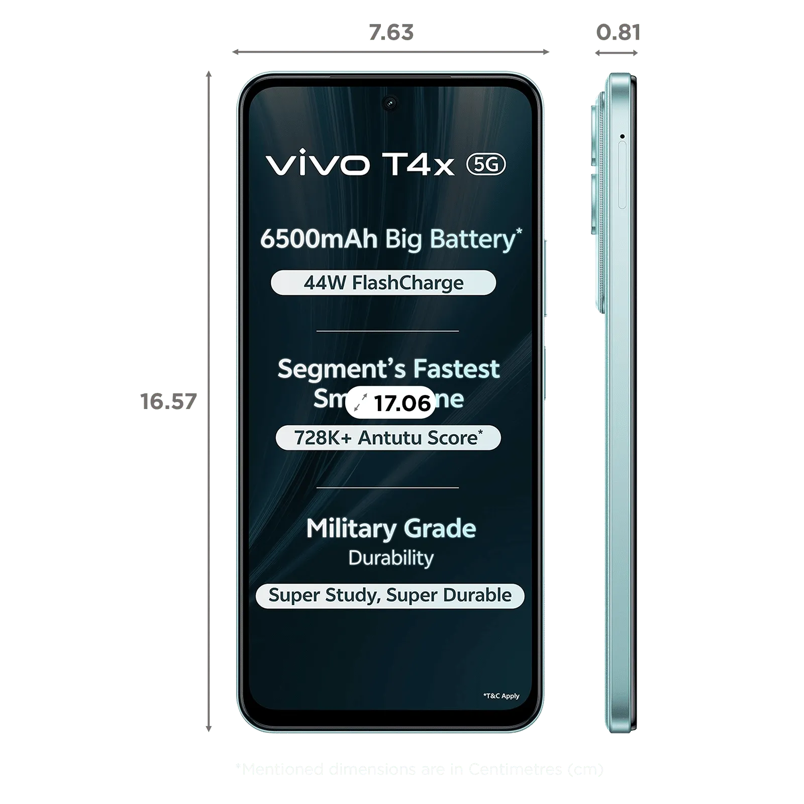 vivo T4x 5G (8GB RAM, 256GB, Glacial Teal) - Image 3